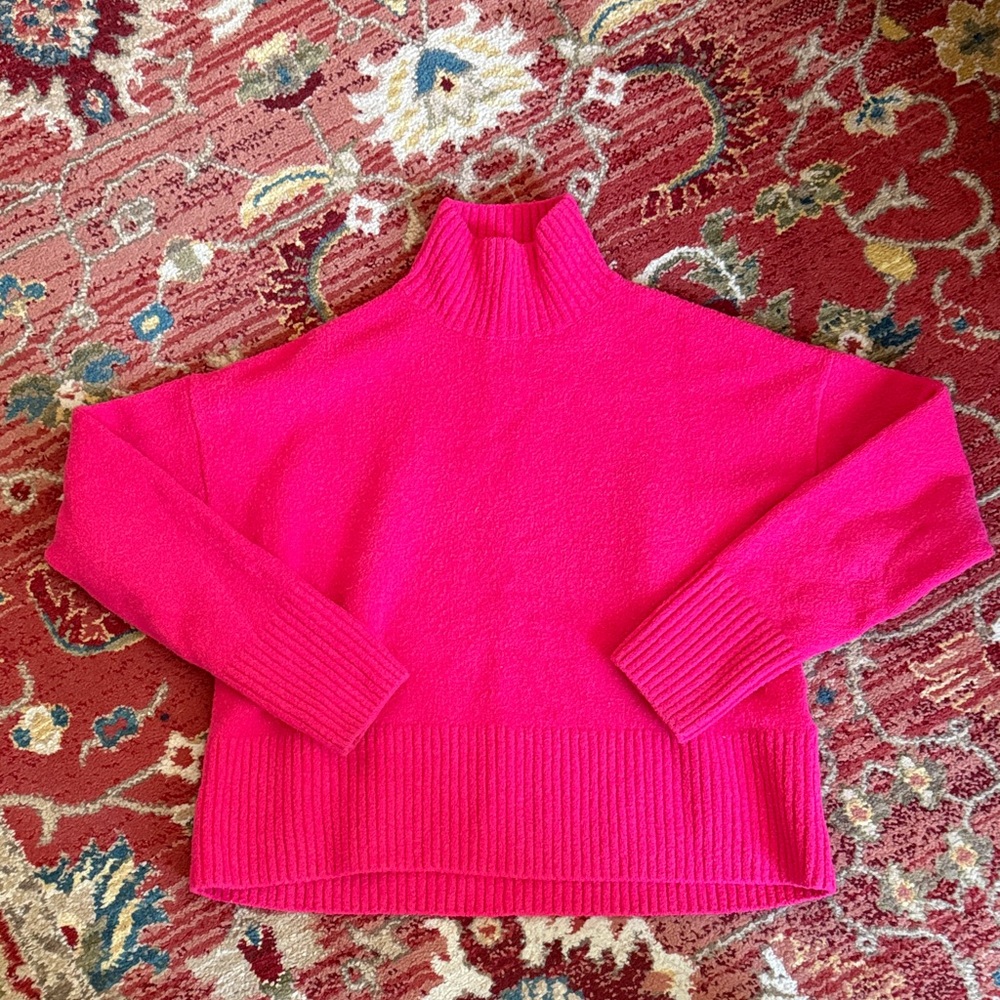 & Other Stories Bright Pink Mock Neck Sweater